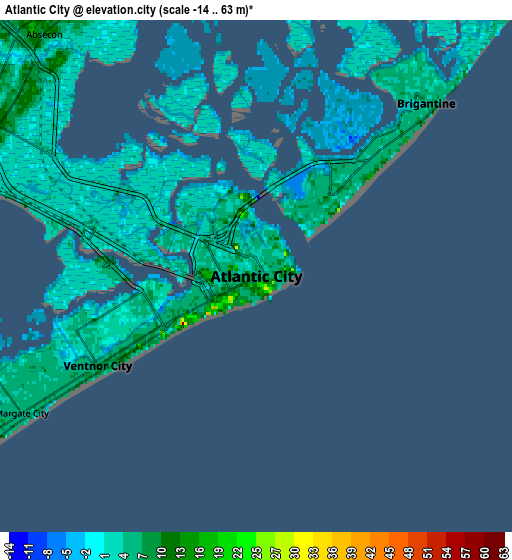 Zoom OUT 2x Atlantic City, United States elevation map