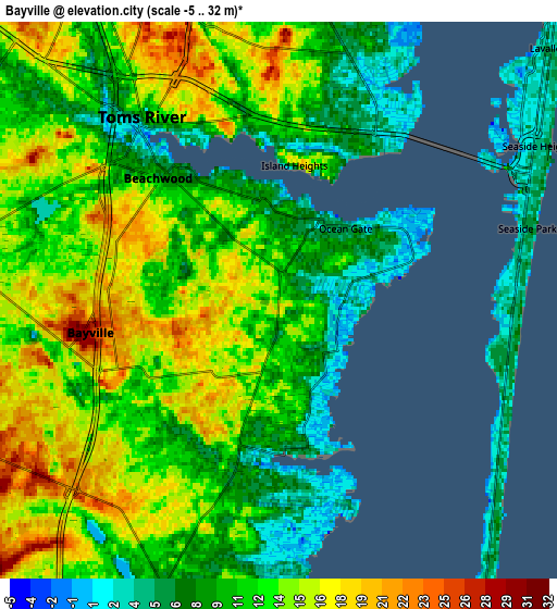 Zoom OUT 2x Bayville, United States elevation map