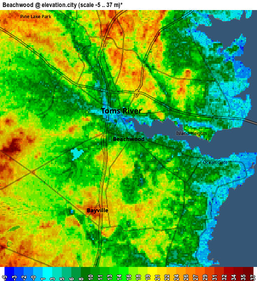 Zoom OUT 2x Beachwood, United States elevation map