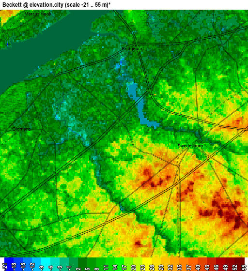 Zoom OUT 2x Beckett, United States elevation map