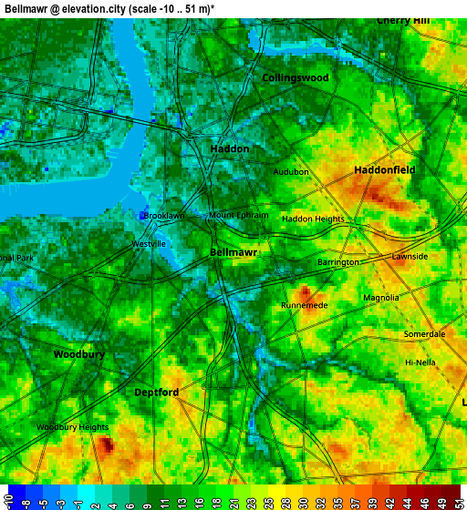 Zoom OUT 2x Bellmawr, United States elevation map