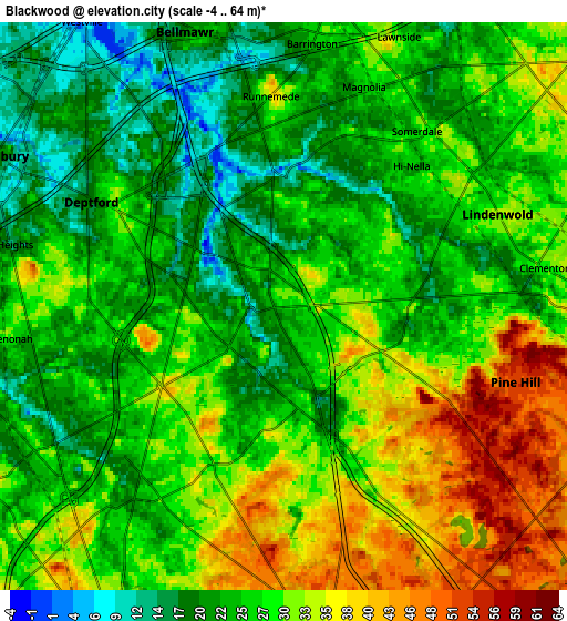 Zoom OUT 2x Blackwood, United States elevation map