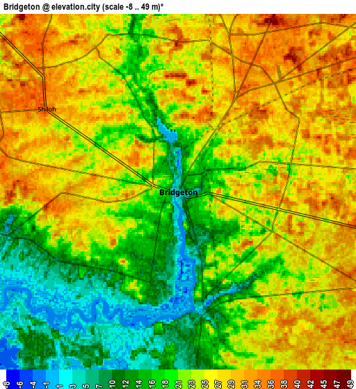 Zoom OUT 2x Bridgeton, United States elevation map