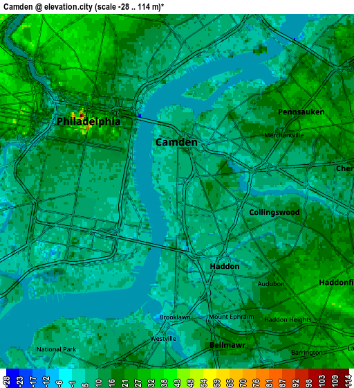 Zoom OUT 2x Camden, United States elevation map