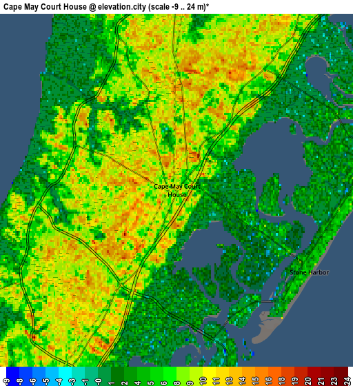 Zoom OUT 2x Cape May Court House, United States elevation map