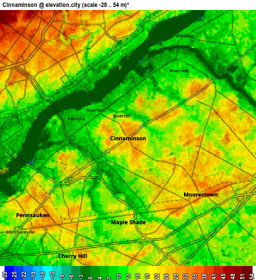 Zoom OUT 2x Cinnaminson, United States elevation map