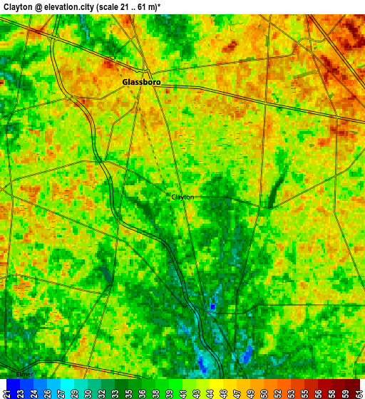 Zoom OUT 2x Clayton, United States elevation map