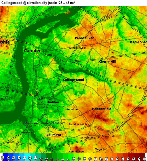 Zoom OUT 2x Collingswood, United States elevation map