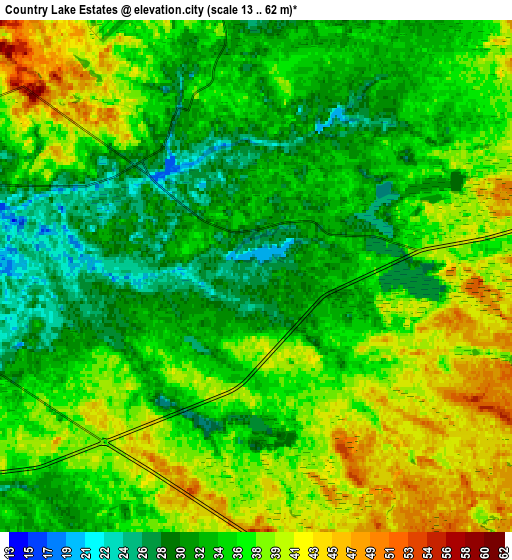 Zoom OUT 2x Country Lake Estates, United States elevation map