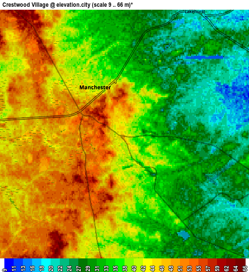 Zoom OUT 2x Crestwood Village, United States elevation map