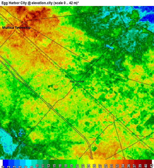 Zoom OUT 2x Egg Harbor City, United States elevation map