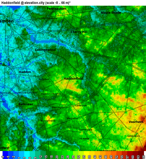 Zoom OUT 2x Haddonfield, United States elevation map