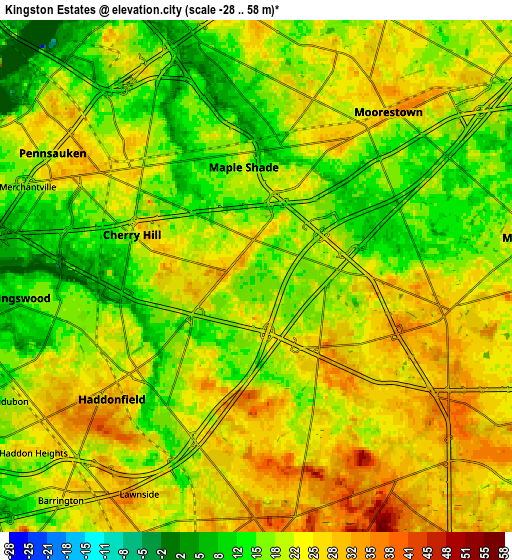 Zoom OUT 2x Kingston Estates, United States elevation map