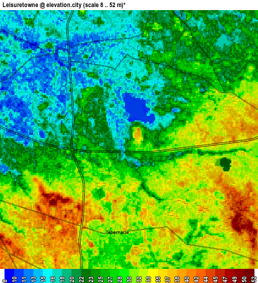 Zoom OUT 2x Leisuretowne, United States elevation map