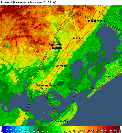 Zoom OUT 2x Linwood, United States elevation map