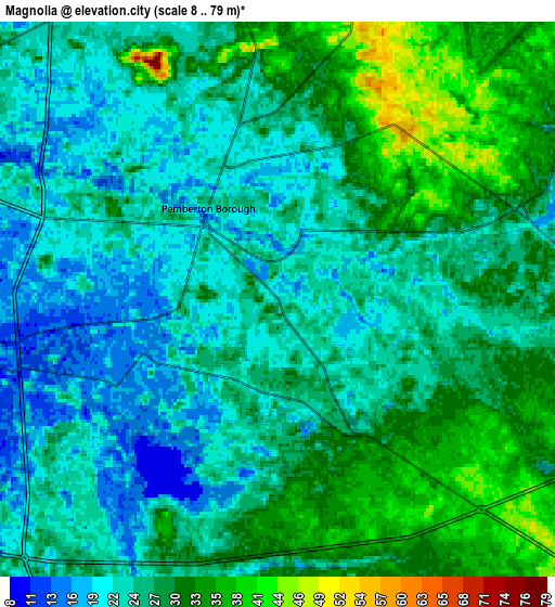 Zoom OUT 2x Magnolia, United States elevation map