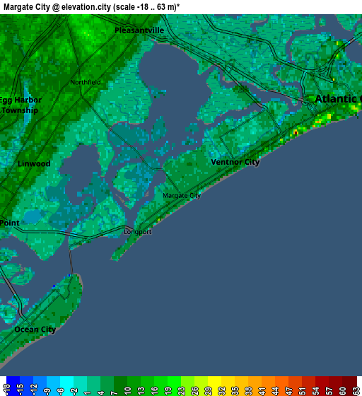 Zoom OUT 2x Margate City, United States elevation map