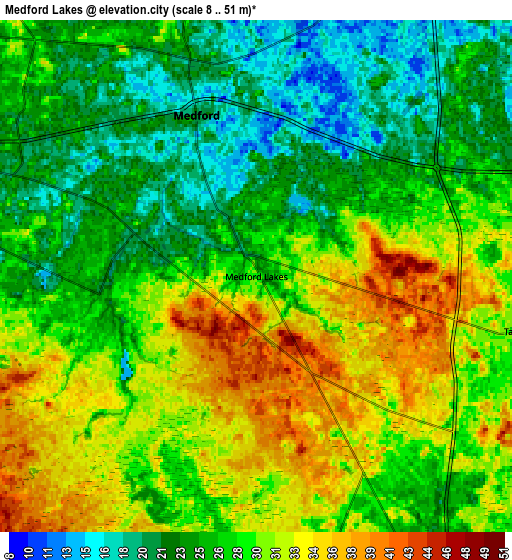 Zoom OUT 2x Medford Lakes, United States elevation map