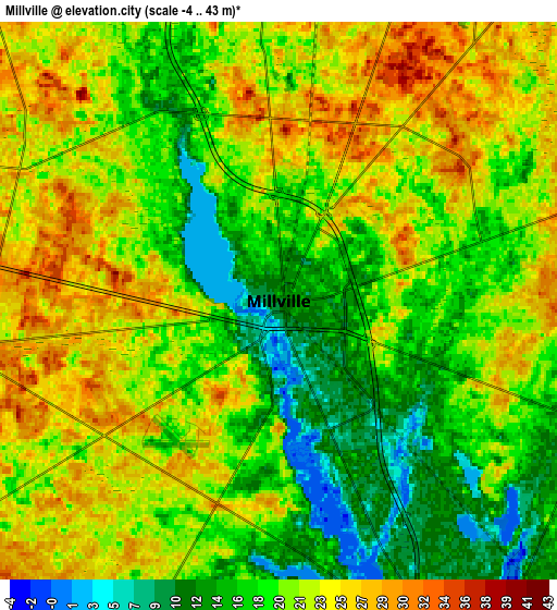 Zoom OUT 2x Millville, United States elevation map