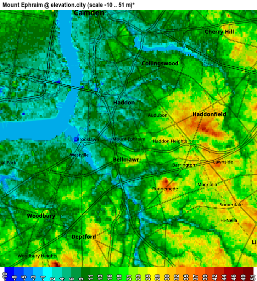 Zoom OUT 2x Mount Ephraim, United States elevation map