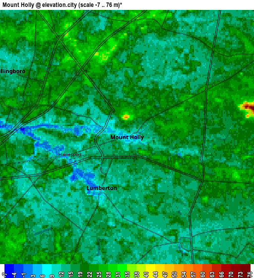 Zoom OUT 2x Mount Holly, United States elevation map