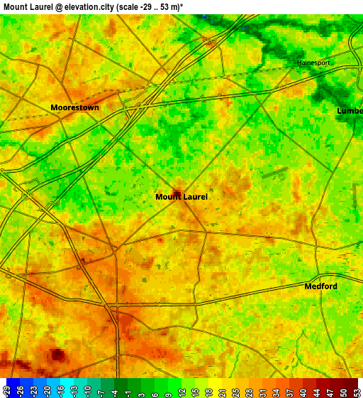 Zoom OUT 2x Mount Laurel, United States elevation map