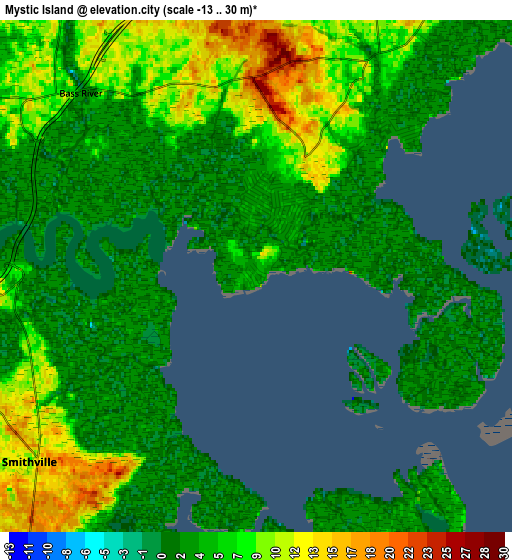 Zoom OUT 2x Mystic Island, United States elevation map