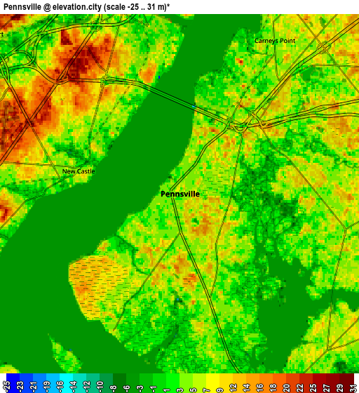 Zoom OUT 2x Pennsville, United States elevation map