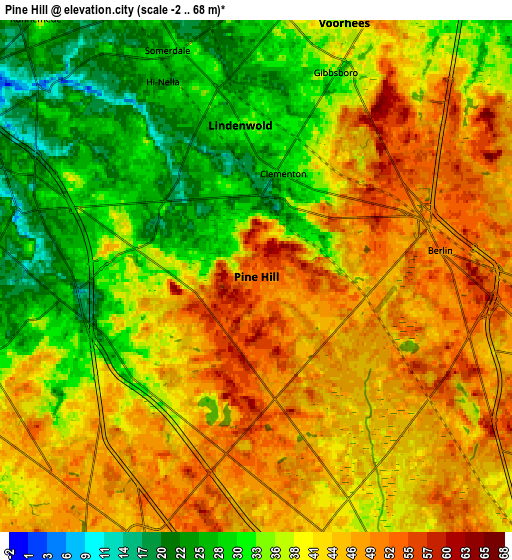 Zoom OUT 2x Pine Hill, United States elevation map