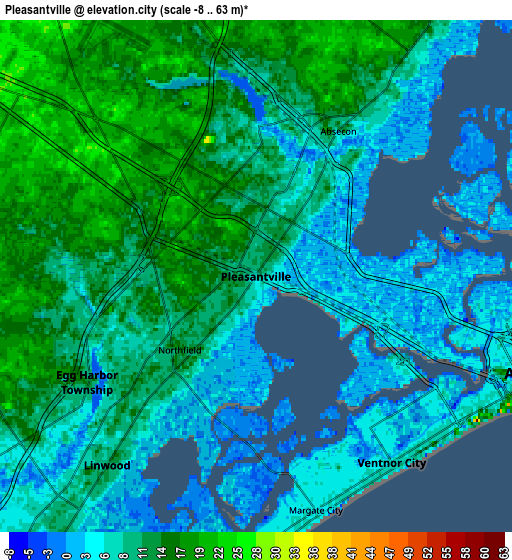 Zoom OUT 2x Pleasantville, United States elevation map