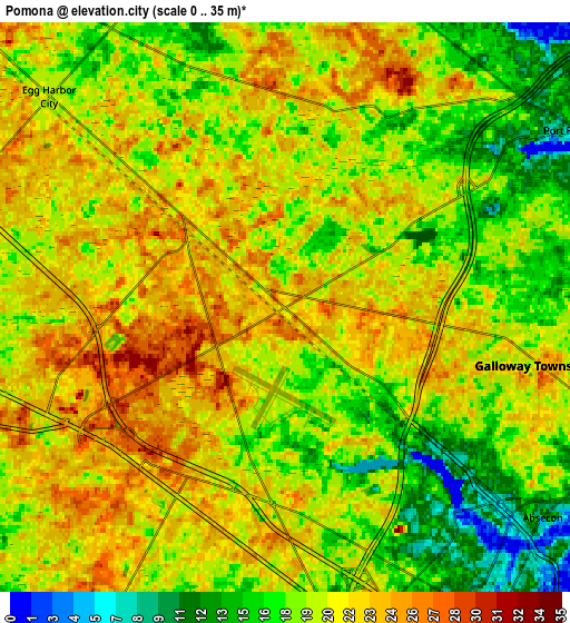 Zoom OUT 2x Pomona, United States elevation map