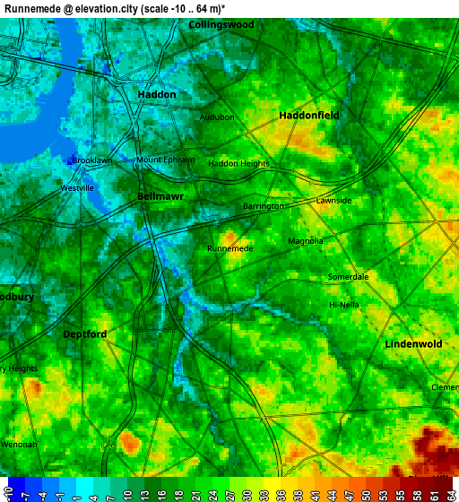 Zoom OUT 2x Runnemede, United States elevation map