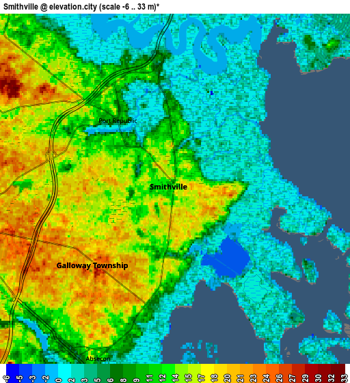 Zoom OUT 2x Smithville, United States elevation map