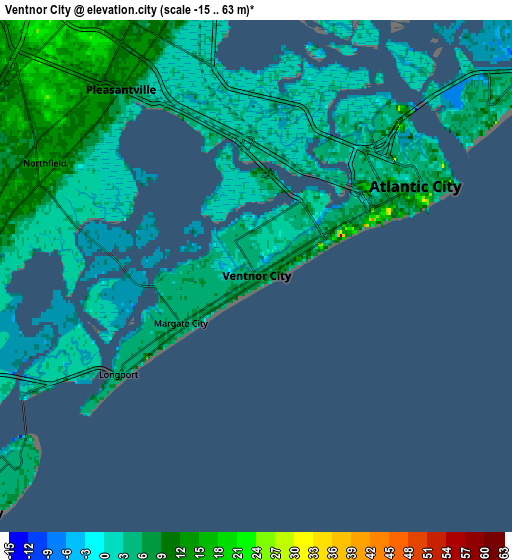 Zoom OUT 2x Ventnor City, United States elevation map