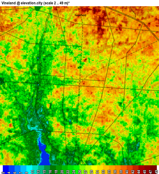 Zoom OUT 2x Vineland, United States elevation map