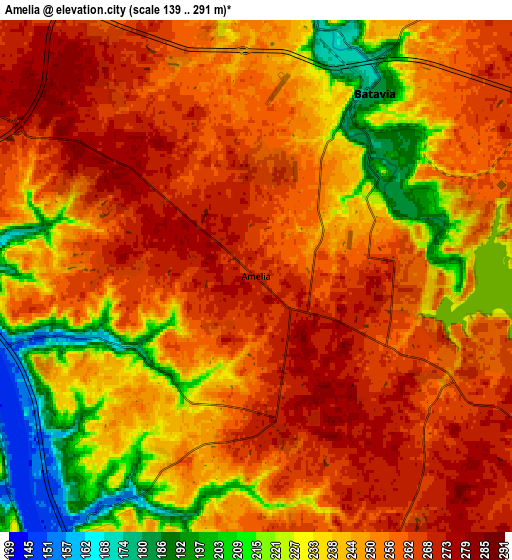 Zoom OUT 2x Amelia, United States elevation map