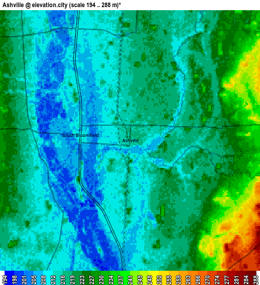 Zoom OUT 2x Ashville, United States elevation map