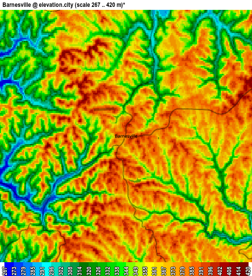 Zoom OUT 2x Barnesville, United States elevation map