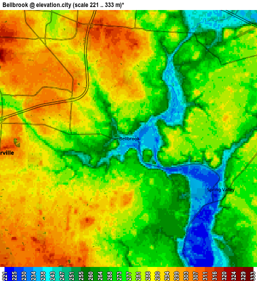 Zoom OUT 2x Bellbrook, United States elevation map