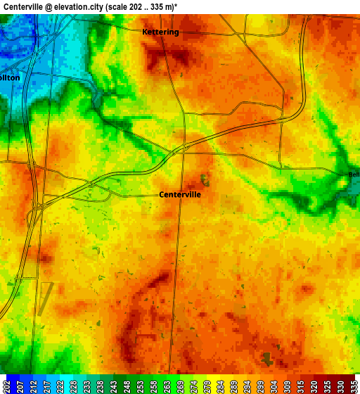Zoom OUT 2x Centerville, United States elevation map