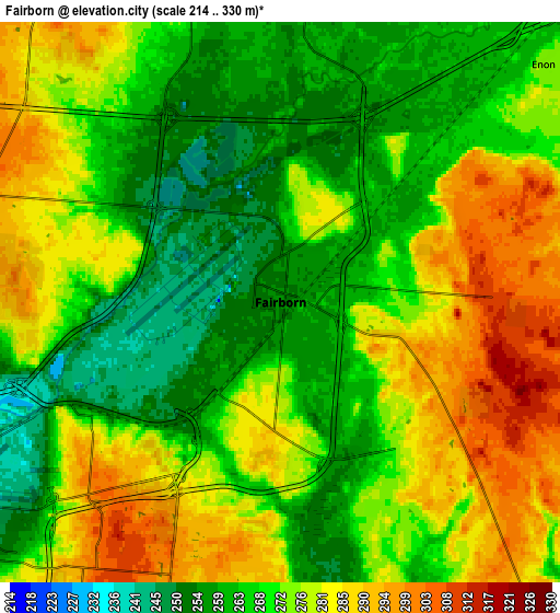 Zoom OUT 2x Fairborn, United States elevation map