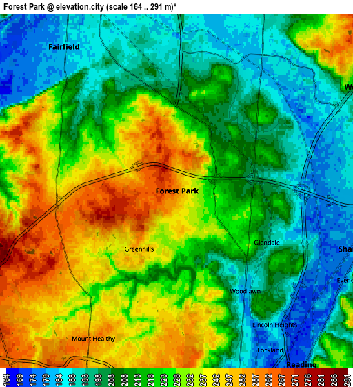 Zoom OUT 2x Forest Park, United States elevation map