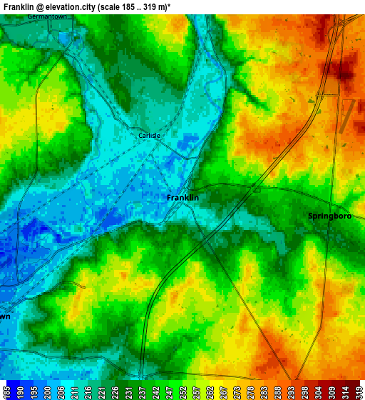 Zoom OUT 2x Franklin, United States elevation map