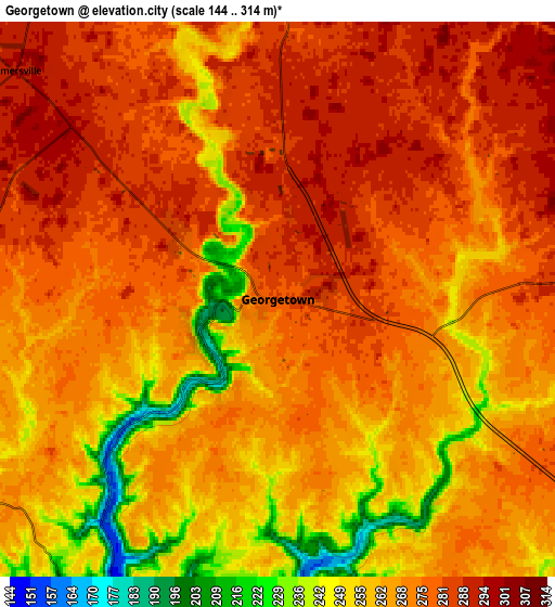 Zoom OUT 2x Georgetown, United States elevation map