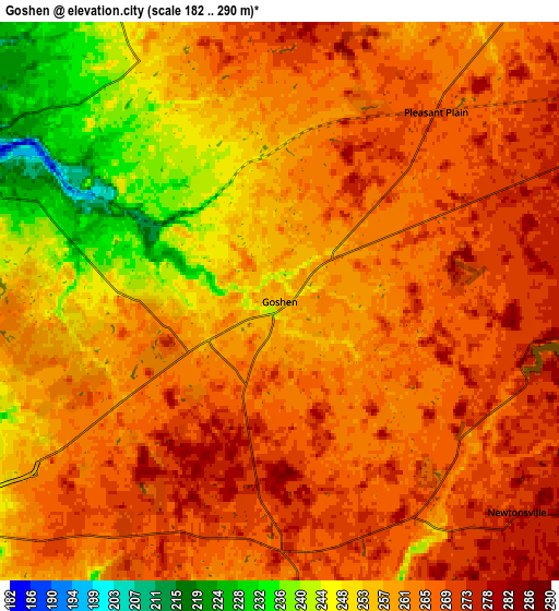 Zoom OUT 2x Goshen, United States elevation map