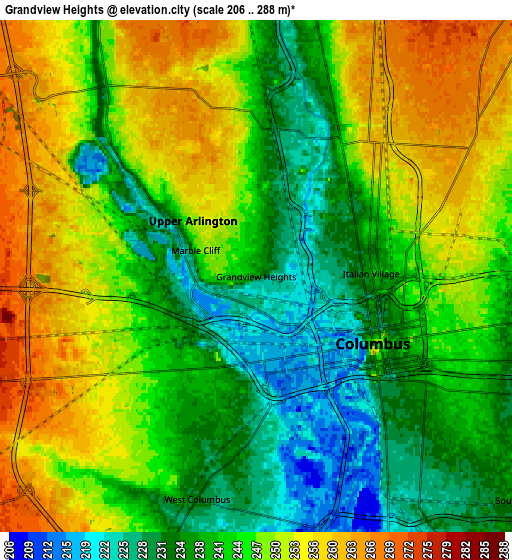 Zoom OUT 2x Grandview Heights, United States elevation map
