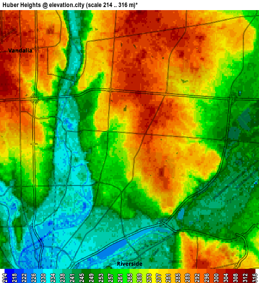 Zoom OUT 2x Huber Heights, United States elevation map