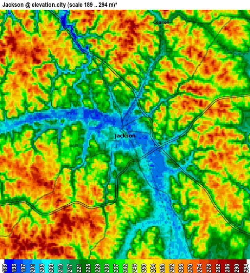 Zoom OUT 2x Jackson, United States elevation map