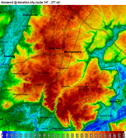 Zoom OUT 2x Kenwood, United States elevation map