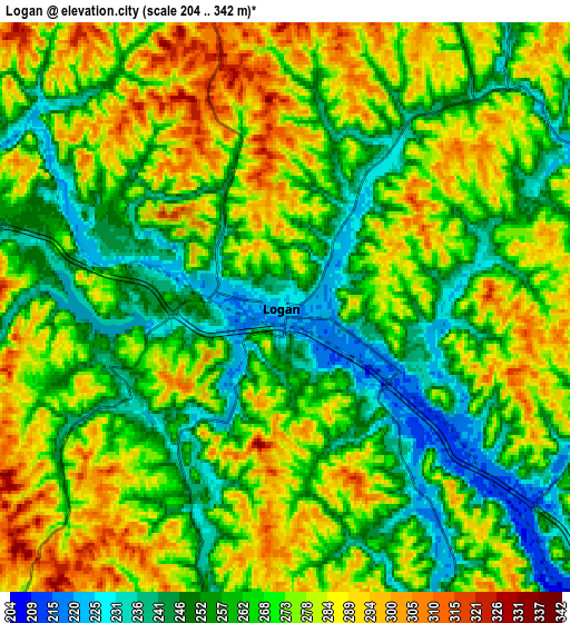 Zoom OUT 2x Logan, United States elevation map